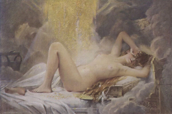 Danae and the Shower of Gold (colour litho)