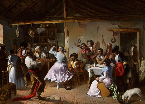 Dance at a Country Inn - Benjumea, Rafael (c. 1825-c. 1887) - 1850 - Oil on canvas - 46x65 - Museo Carmen Thyssen, Malaga