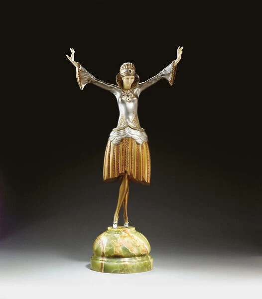Dancer with Turban, c. 1925 (painted bronze, ivory & onyx)