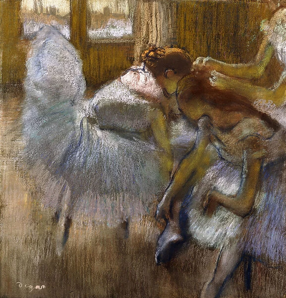 Dancers at Rest, c. 1885 (pastel on joined paper attached at the edges to a board)