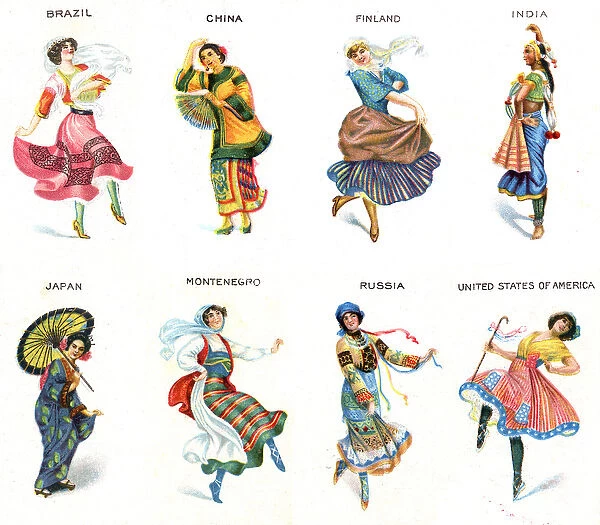 Dancers of the World, cigarette cards, 1915 (colour litho)