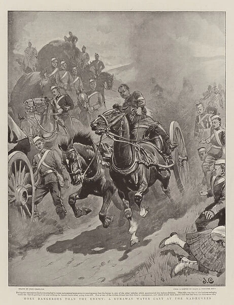 More Dangerous than the Enemy, a Runaway Water Cart at the Manoeuvres (litho)