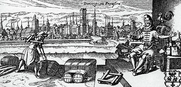 Danzig  /  Gdansk - view of the city, c. 1700 (engraving)
