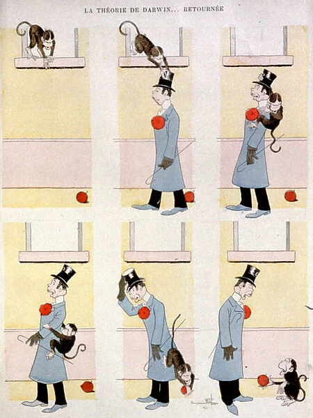 Darwins theory inverted, 1903 (colour litho)