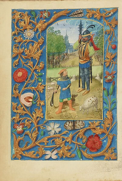 David and Goliath, c.1480-85 (tempera colours & gold)