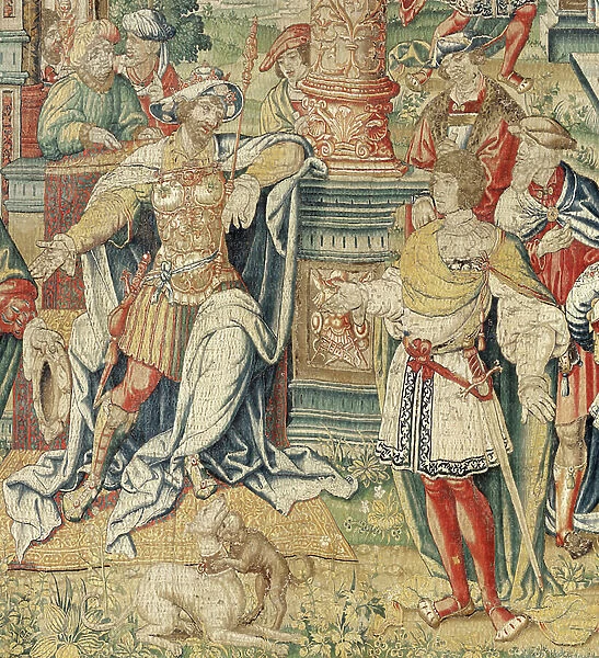 David before Saul, c. 1525 (silk and wool)