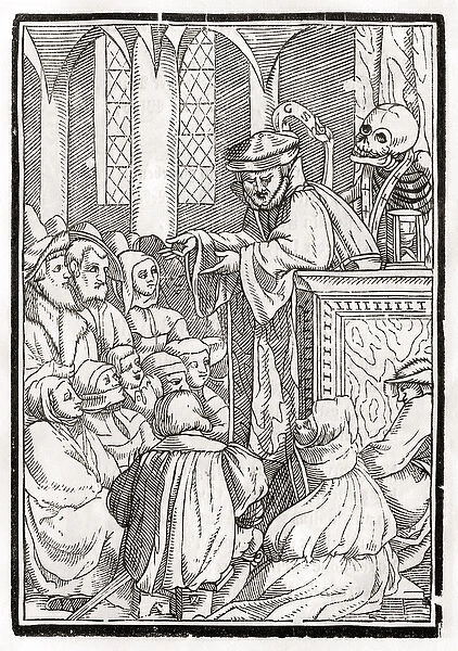 Death comes for the Preacher, engraved by Georg Scharffenberg, from Der Todten Tanz
