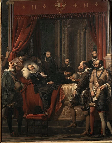 The death of Henry IV king of France, his body displayed in the Louvre Painting by