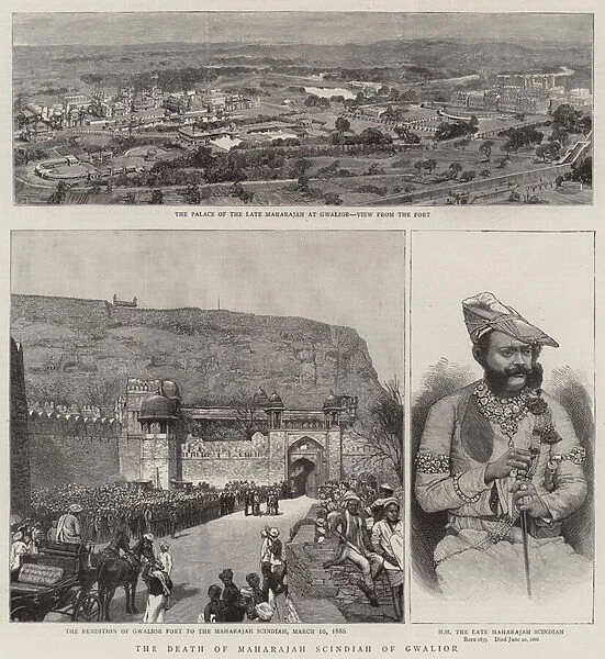The Death of Maharajah Scindiah of Gwalior (engraving)