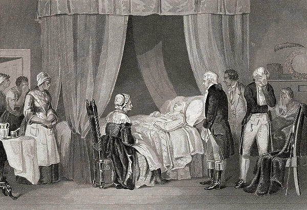 Death of Washington December 1799. George Washington, 1732-1799. First President of the United States From a 19th century print engraved by J Rogers after Chapin