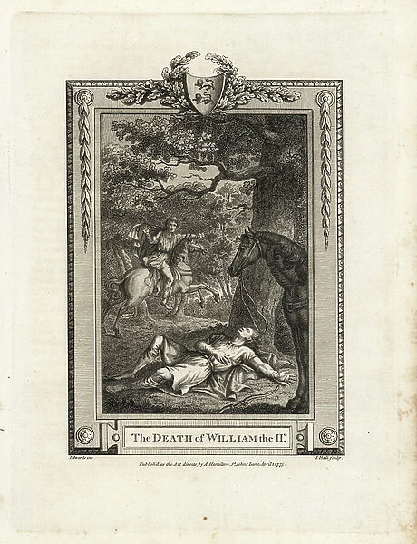 The death of William II of England, 1775 (engraving)