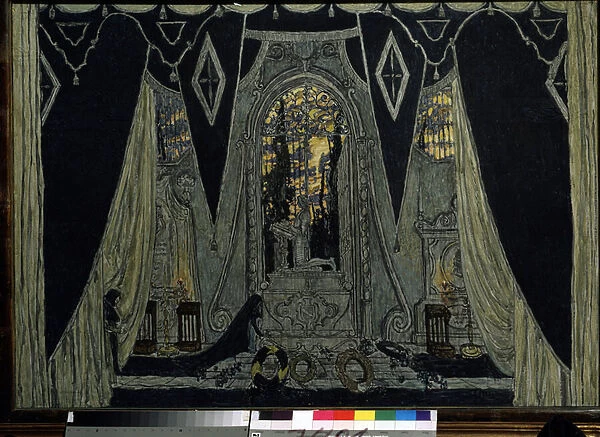 Decor pour l opera 'Le convive de pierre'de Alexandre Dargomyjski (1813-1869) (Stage design for the opera The stone Guest by A. Dargomyzhsky)