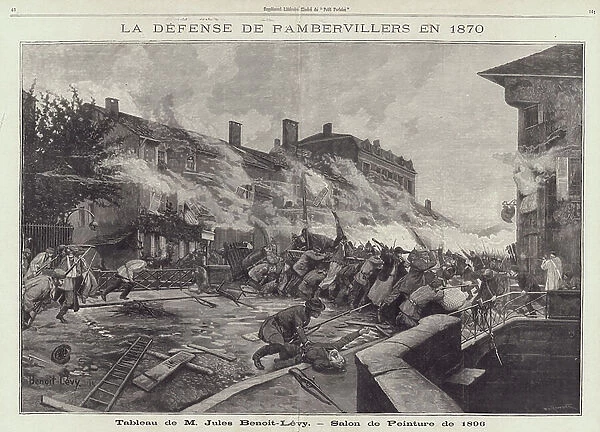 The Defence of Rambervillers in 1870, painting by Jules Benoit-Levy depicting a scene from the Franco-Prussian War (engraving)