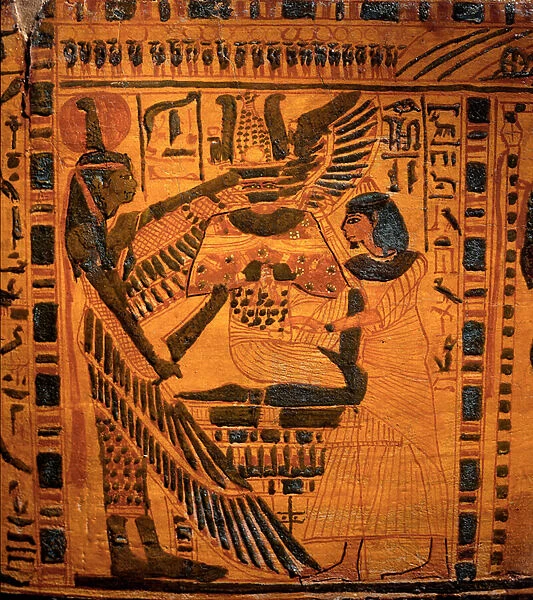The Defunct Greeted by the Devinite Maat. 990-970 BC (painted wood)
