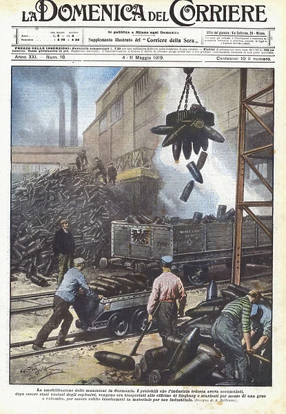 The demobilization of munitions in Germany (colour litho)