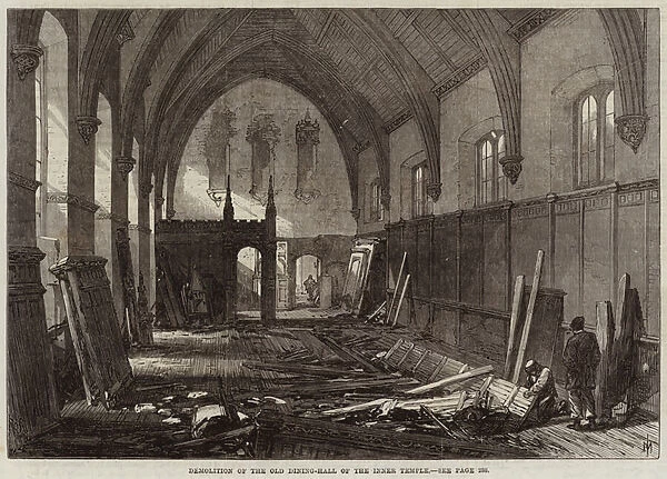 Demolition of the Old Dining-Hall of the Inner Temple (engraving)