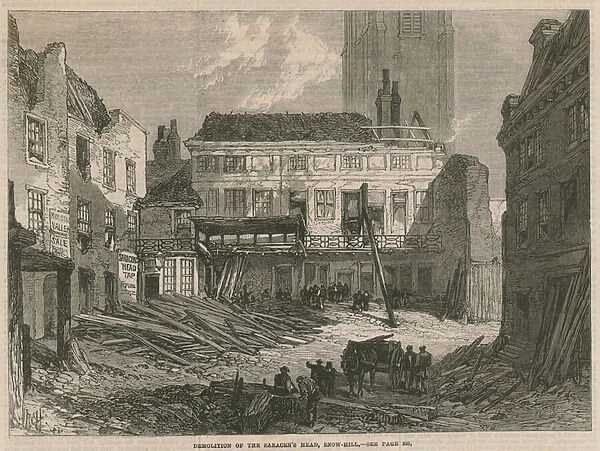 Demolition of the Saracens Head, Snow Hill, London (engraving)