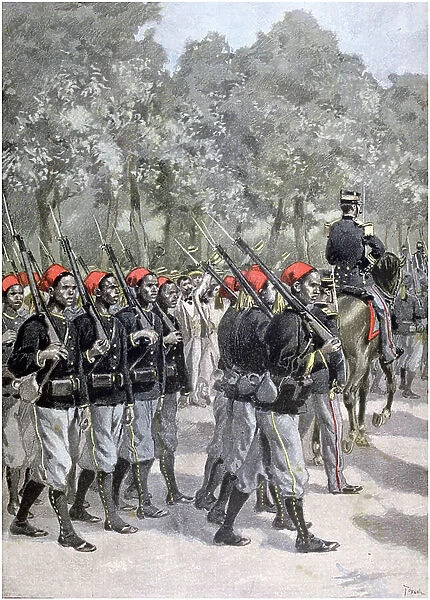 Departure of French Colonial army to fight under colonel Marchand, 1899