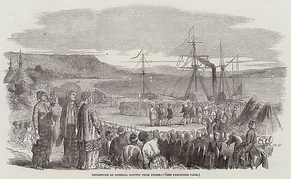 Departure of General Godwin from Prome (engraving)