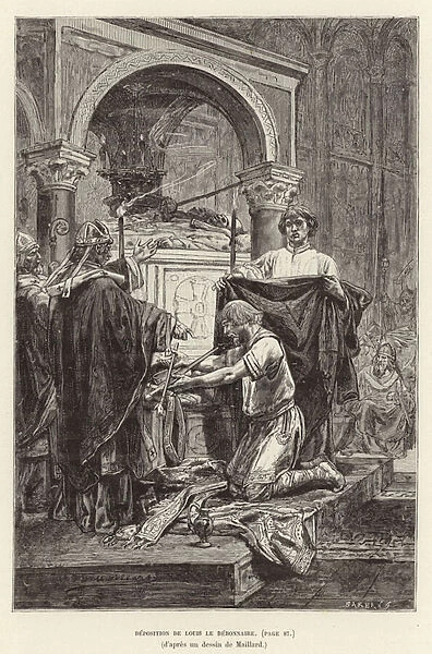 Deposition de Louis le Debonnaire. Penance of Louis the Pious, King of the Franks, 833 (engraving)