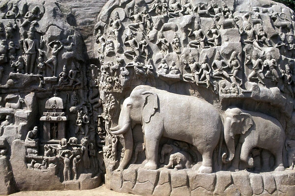 Descent of the God Ganges, Mahabalipuram rock sanctuary (UNESCO World Heritage List