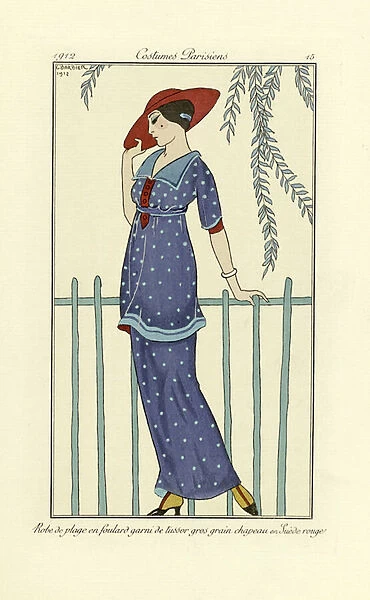 Design for a Bathing Dress, from Costumes Parisien, pub. 1912 (pochoir print)