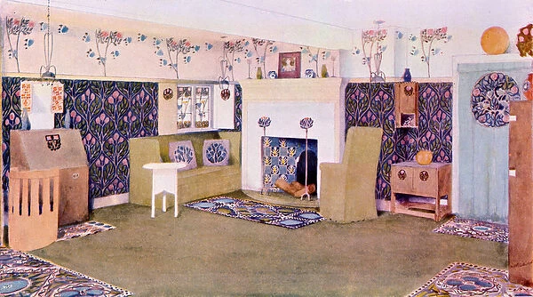 Design for the Drawing Room at Falkewood, c. 1906 (colour litho)
