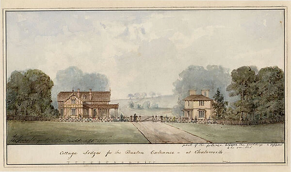 Design for the Lodges in Edensor in Chatsworth Park, 1837 (w  /  c on paper)