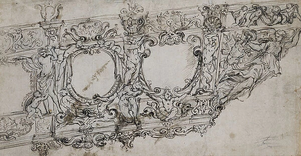 Design for the Prow of the Gallery of Pope Urban VIII with the Barberini Arms of Bees