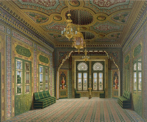 Design for a reception room with Chinese pots, 1837 (colour litho)