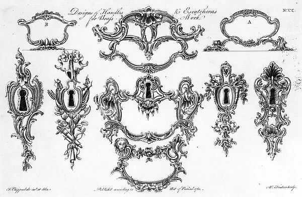 Designs of Handles & Escutcheons for Brass Work, print made by W