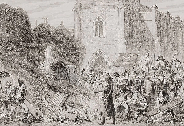 Destruction of the Church at Enniscorthy, from History of the Irish Rebellion in 1798; with Memoirs of the Union, and Emmetts Insurrection in 1803 by W. H. Maxwell. pub. in London 1854