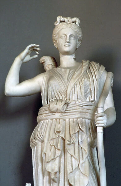 Diana, ancient Roman goddess of hunting and the Moon, Artemis in the Greek pantheon. 2nd century (sculpture, Roman copy of an original Greek statue)