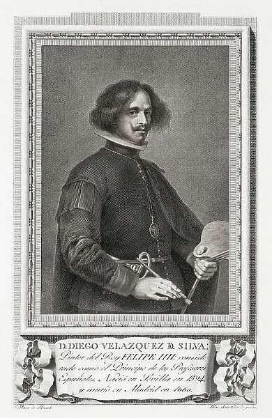 Diego Rodriguez de Silva y Velazquez, 1599 - 1660. Spanish painter, the leading artist in the court of King Philip IV during the Spanish Golden Age. After an etching in Retratos de Los Espanoles Ilustres, published Madrid, 1791 ©UIG / Leemage