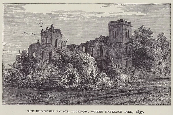 The Dilkoosha Palace, Lucknow, where Havelock died, 1857 (litho)