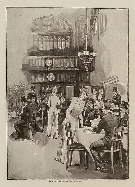 Dining room, Crosby Hall, London (engraving)