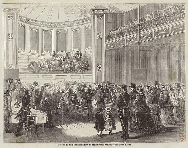 Dinner to the 68th Regiment, in the Crystal Palace (engraving)