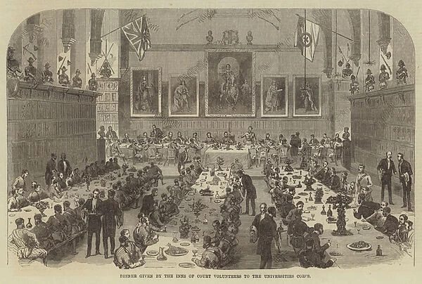 Dinner given by the Inns of Court Volunteers to the Universities Corps (engraving)