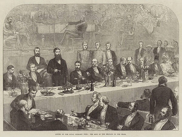 Dinner of the Royal Literary Fund, the King of the Belgians in the Chair (engraving)