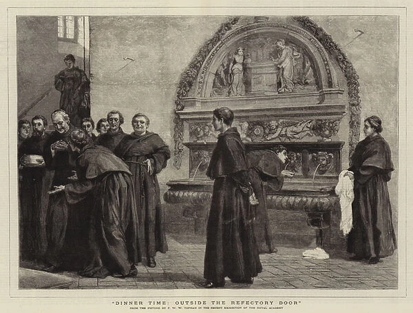 Dinner Time, outside the Refectory Door (engraving)