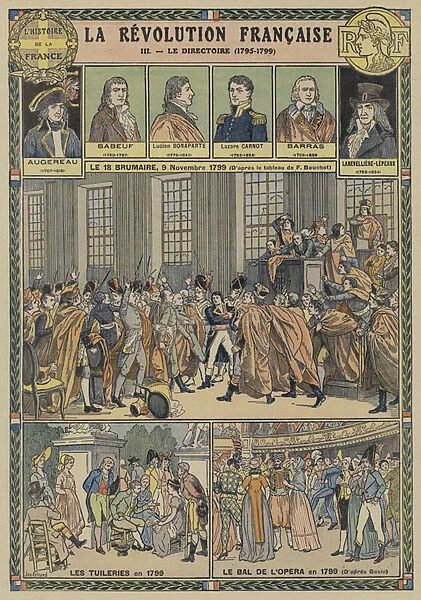 The Directory, French Revolution, 1795-1799 (colour litho)