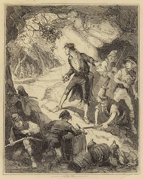 Discovery of Captain Grant and his band (engraving)