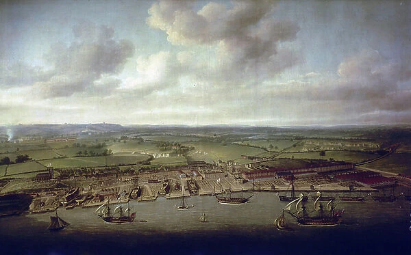 The docks and docks of Woolwich (England), the shipyard of the royal buildings since the 16th century