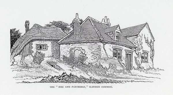 The 'Dog and Partridge, ' Slindon Common (litho)
