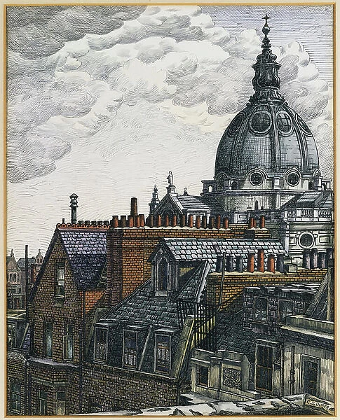 The Dome, Brompton Oratory, 1936 (w / c, pen & black ink on paper)