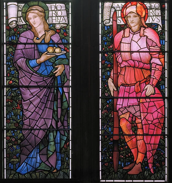 Dorothy & St George in Pink Armour, East Window, 1880 (stained glass)