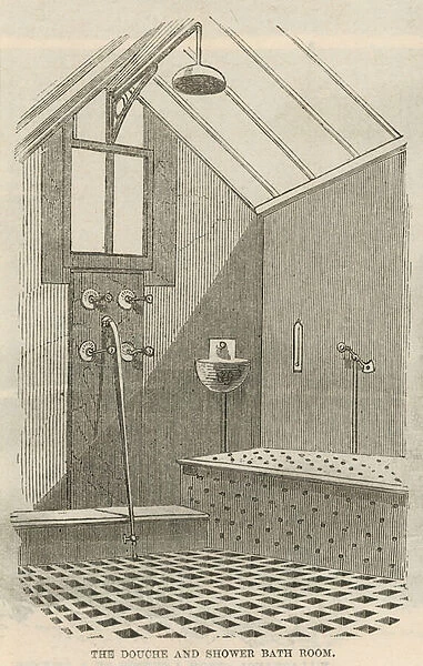 The douche and shower bath room (engraving)