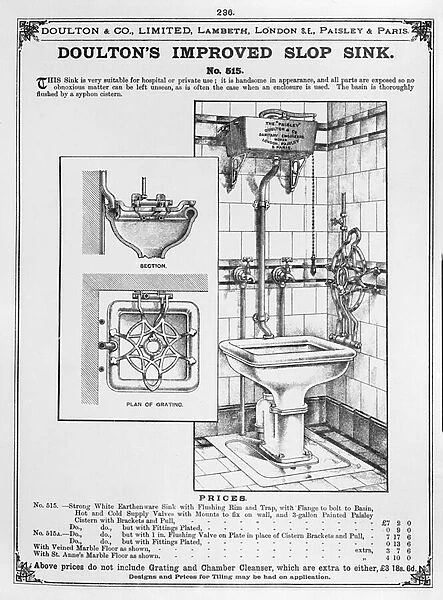 Doultons Improved Slop Sink, 19th Century (engraving)