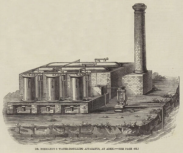 Dr Normandys Water-Distilling Apparatus, at Aden (engraving)