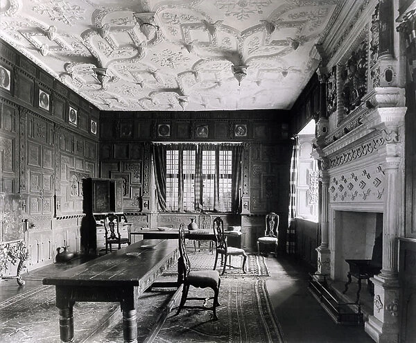 The Drawing Room or Great Chamber, Chastleton House, Oxfordshire, 1902, from The English Manor House (b / w photo)